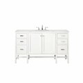 James Martin Vanities Addison 60in Single Vanity, Glossy White w/ 3 CM Eternal Jasmine Pearl Quartz Top E444-V60S-GW-3EJP